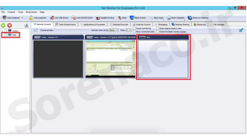 افزودن کامپیوتر تست در نرمافزار Net Monitor For Employees