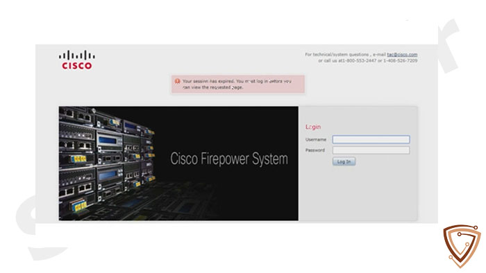 صفحه Login سرویس فایرپاور سیسکو